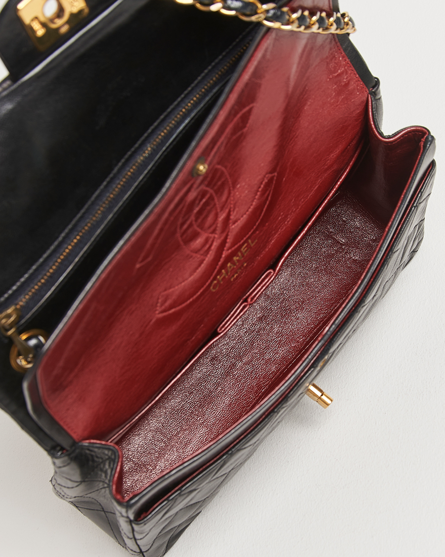 Mies | Chanel Pre-Owned Classic Double Flap Medium Lambskin Black | Chanel Pre-Owned | Classic Double Flap Medium Lambskin Black