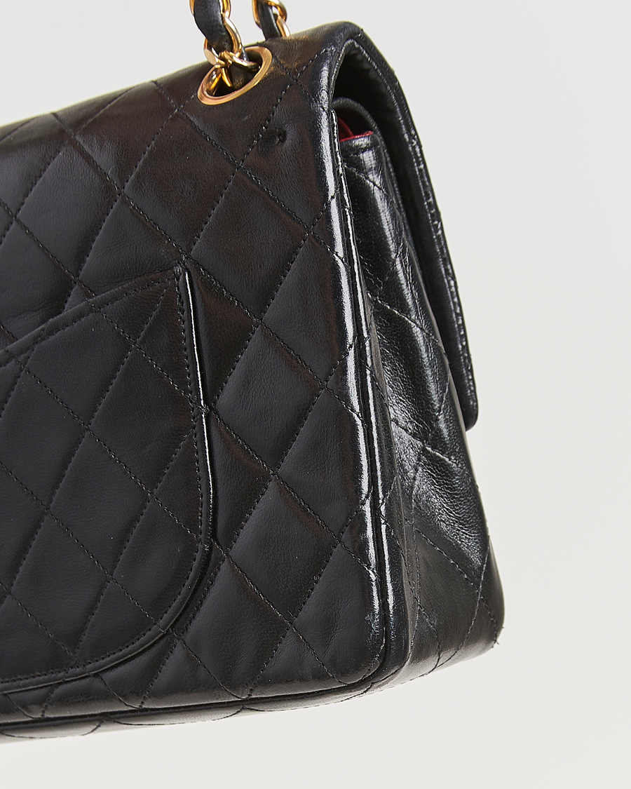 Mies | Chanel Pre-Owned Classic Double Flap Medium Lambskin Black | Chanel Pre-Owned | Classic Double Flap Medium Lambskin Black