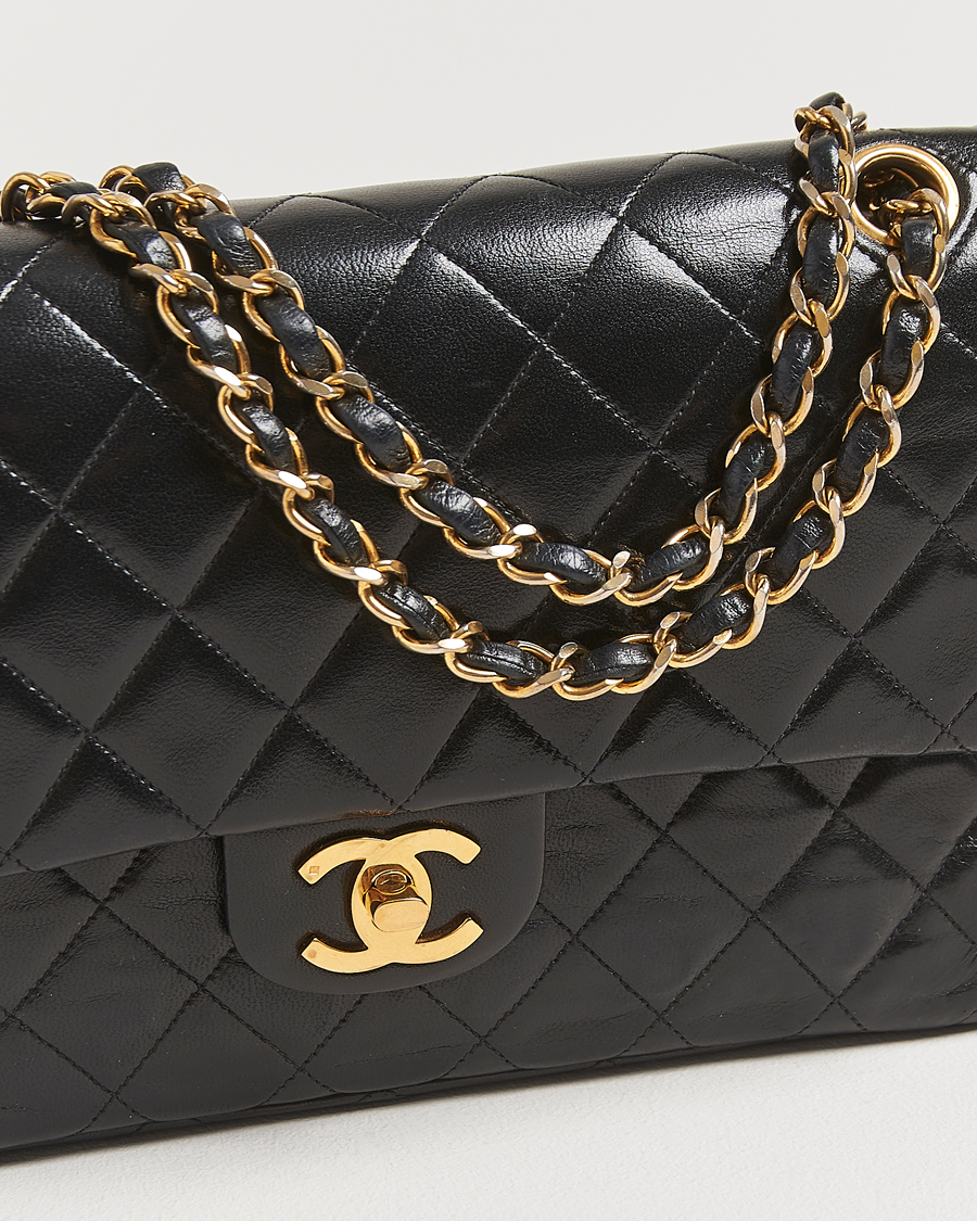 Mies | Chanel Pre-Owned Classic Double Flap Medium Lambskin Black | Chanel Pre-Owned | Classic Double Flap Medium Lambskin Black