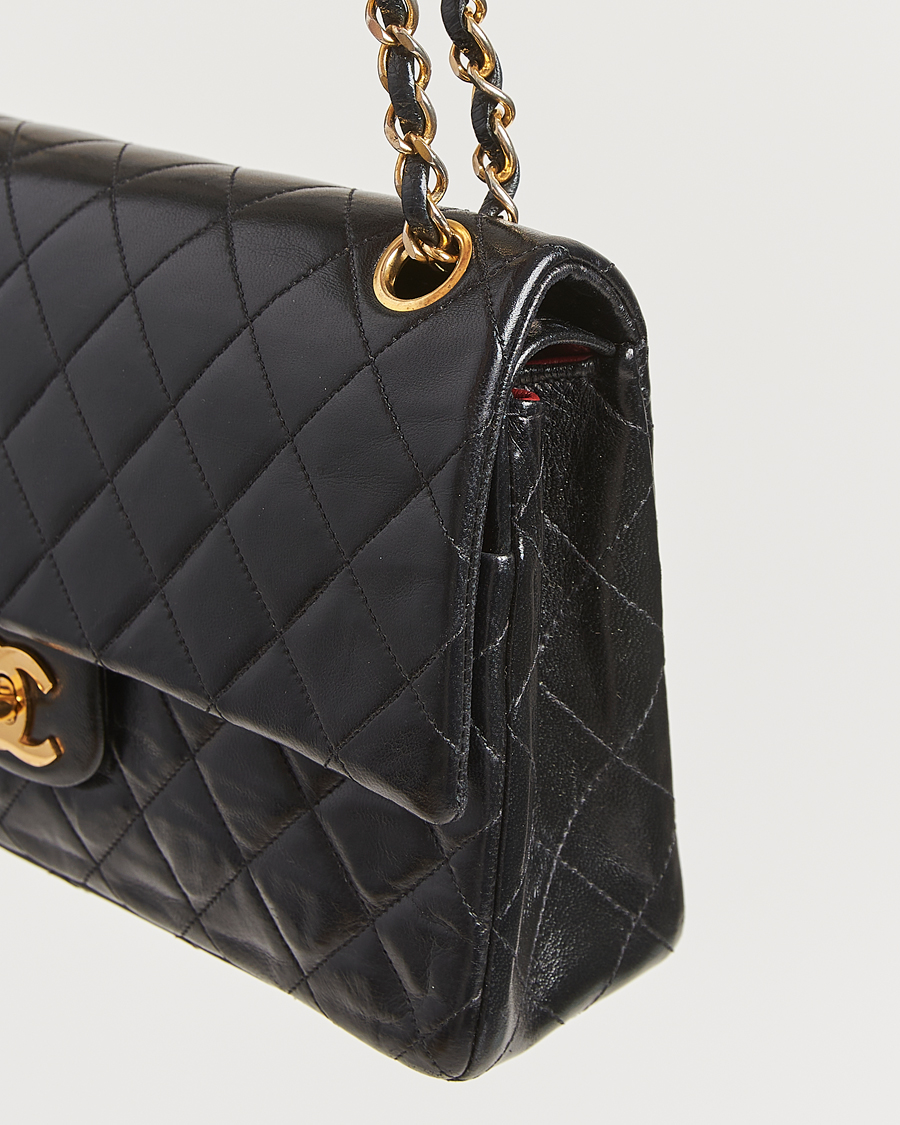 Mies | Chanel Pre-Owned Classic Double Flap Medium Lambskin Black | Chanel Pre-Owned | Classic Double Flap Medium Lambskin Black