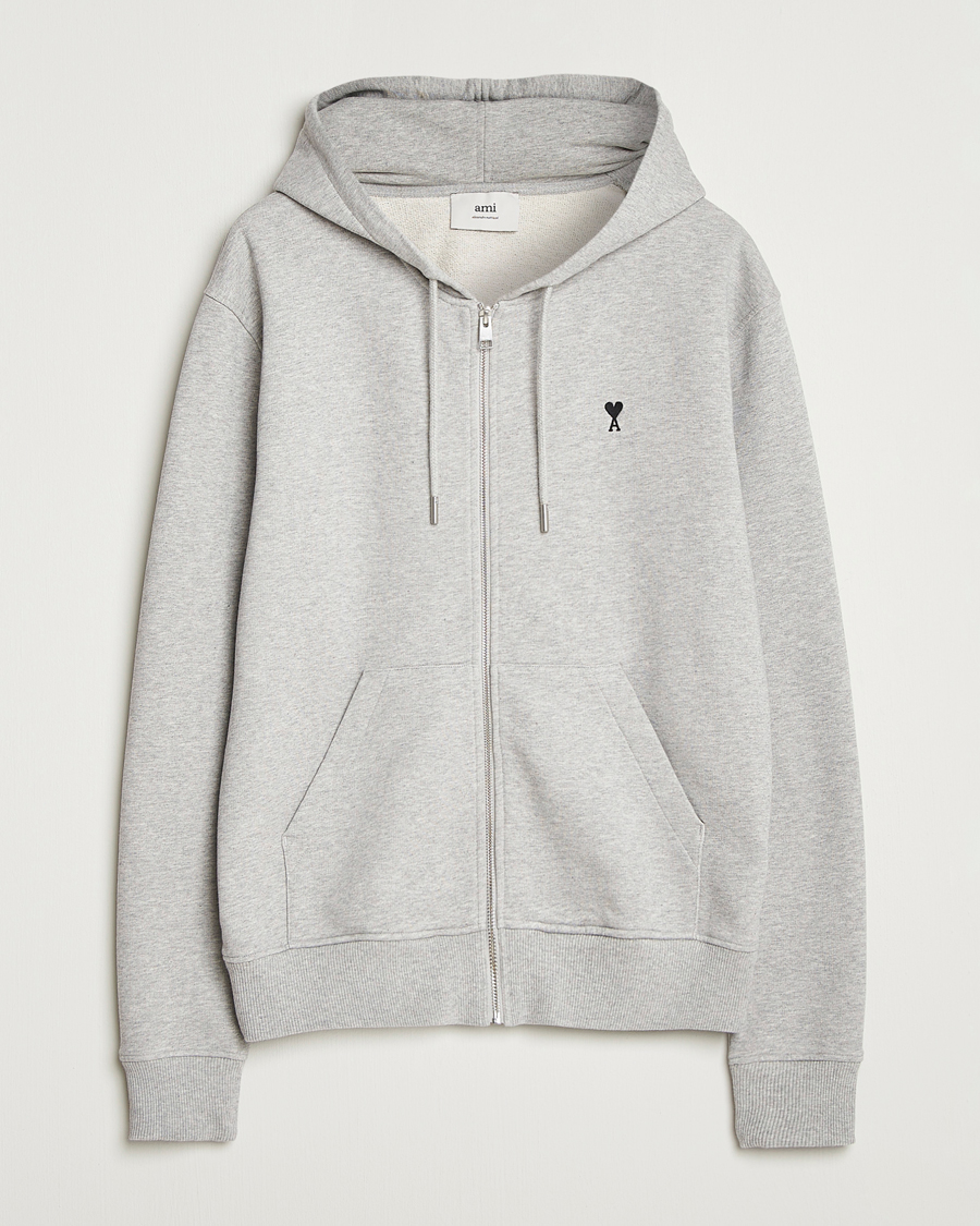 Mies | Puserot | AMI | Black Heart Logo Full Zip Hoodie Grey Heather