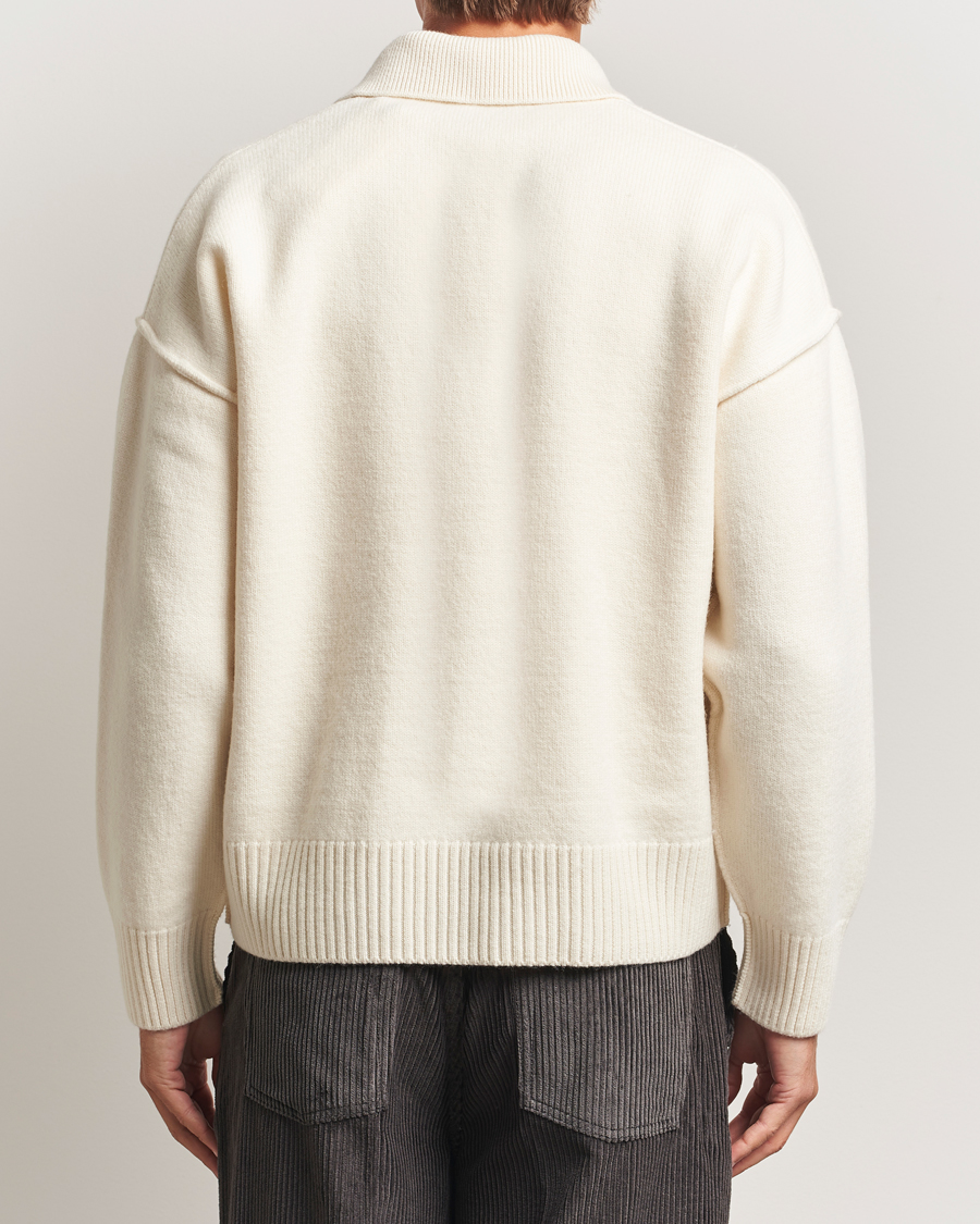 Mies | Puserot | AMI | Big Heart Logo Wool Knitted Polo Ecru