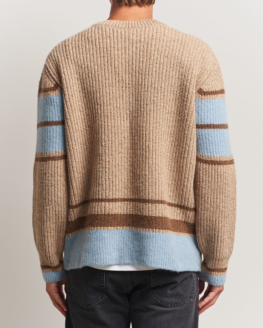 Mies | Puserot | AMI | Ribbed Wool Knitted V-Neck Camel