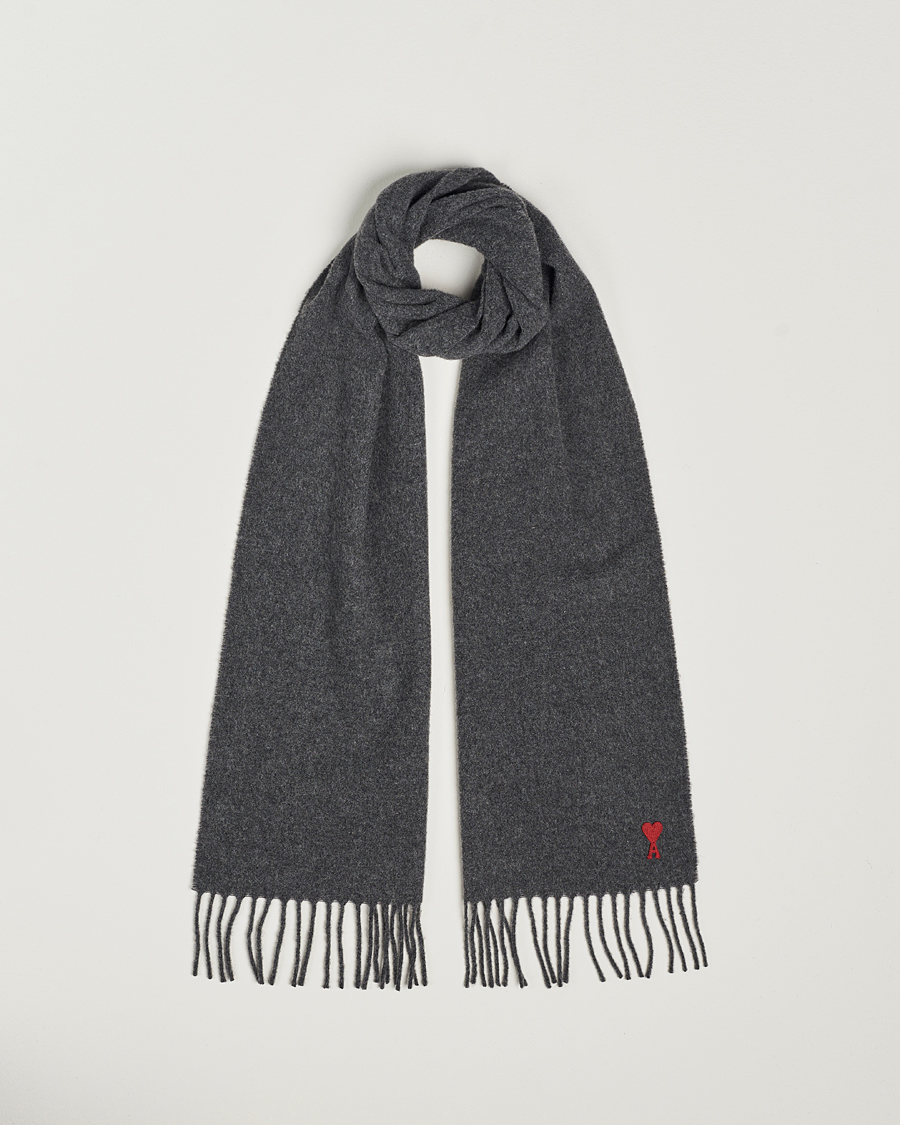 Mies | Kaulaliinat | AMI | Heart Logo Scarf Dark Grey