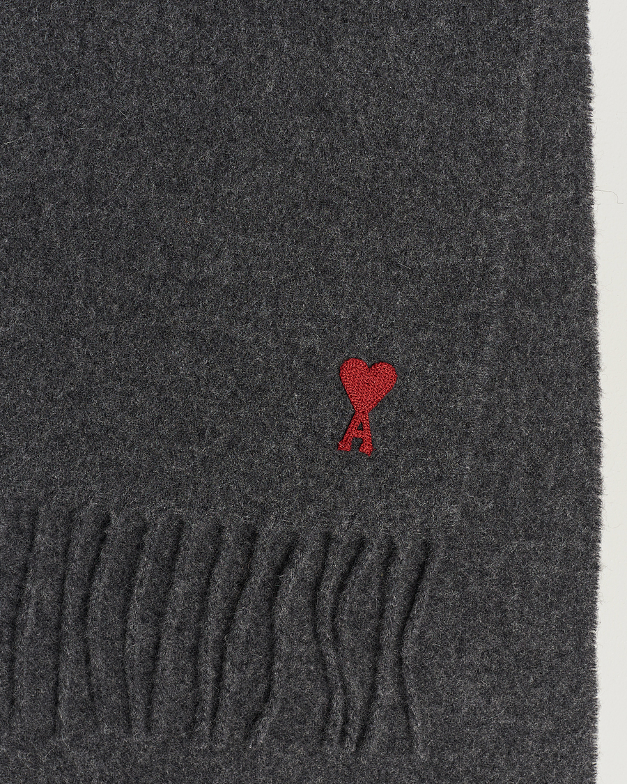 Mies | Kaulaliinat | AMI | Heart Logo Scarf Dark Grey