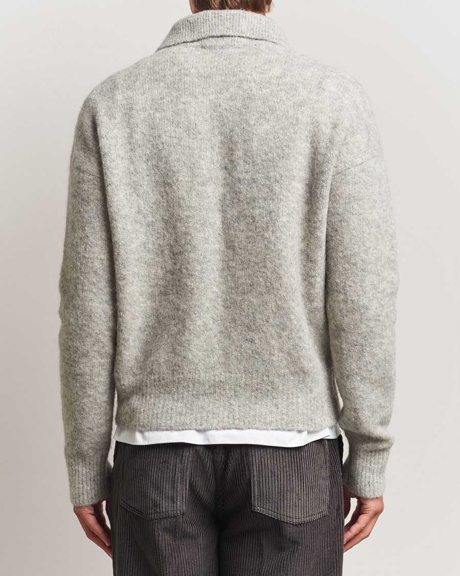 Mies | Puserot | AMI | Signature Alpaca Knitted Polo Light Grey Melange