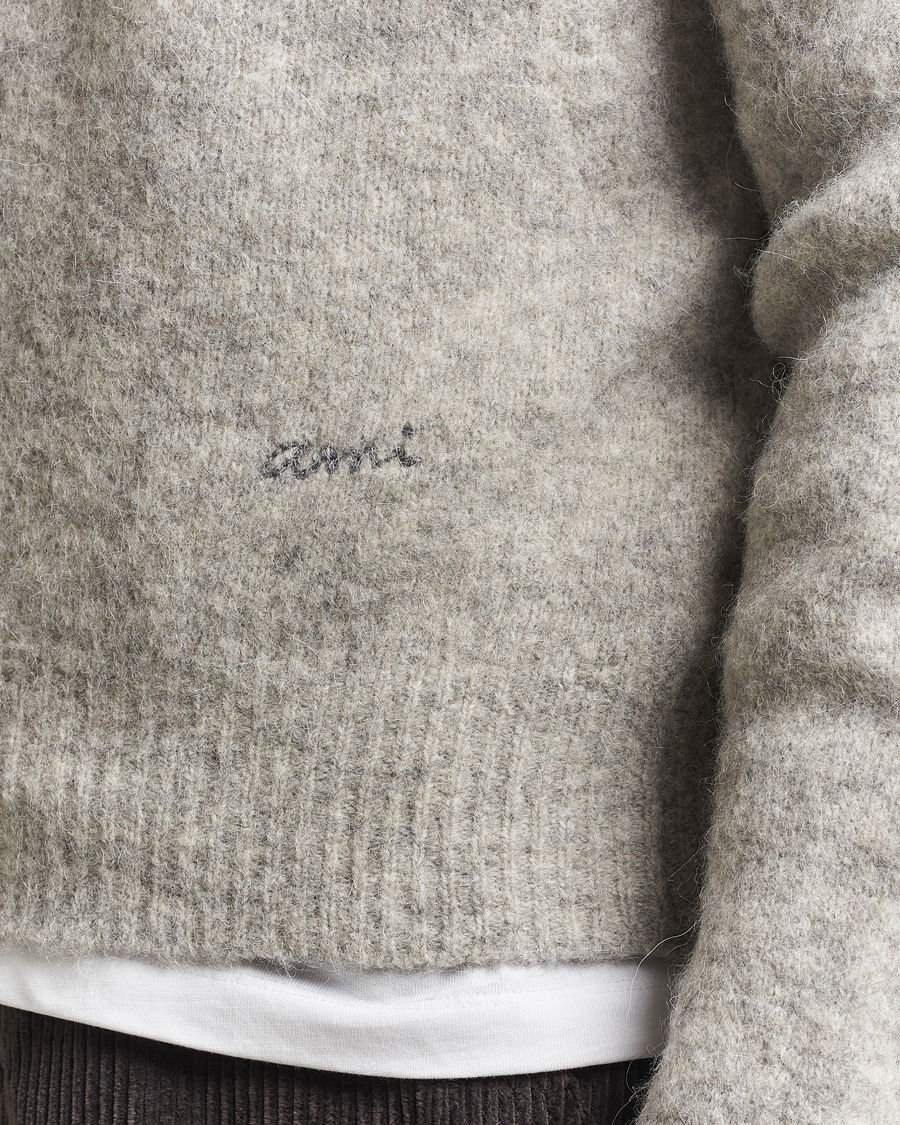 Mies | Puserot | AMI | Signature Alpaca Knitted Polo Light Grey Melange