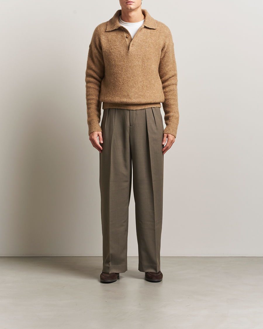 Mies | Puserot | AMI | Signature Alpaca Knitted Polo Camel