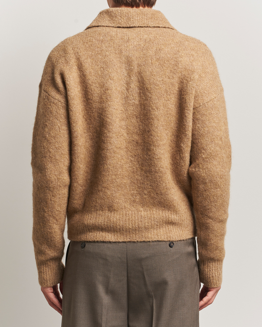 Mies | Puserot | AMI | Signature Alpaca Knitted Polo Camel