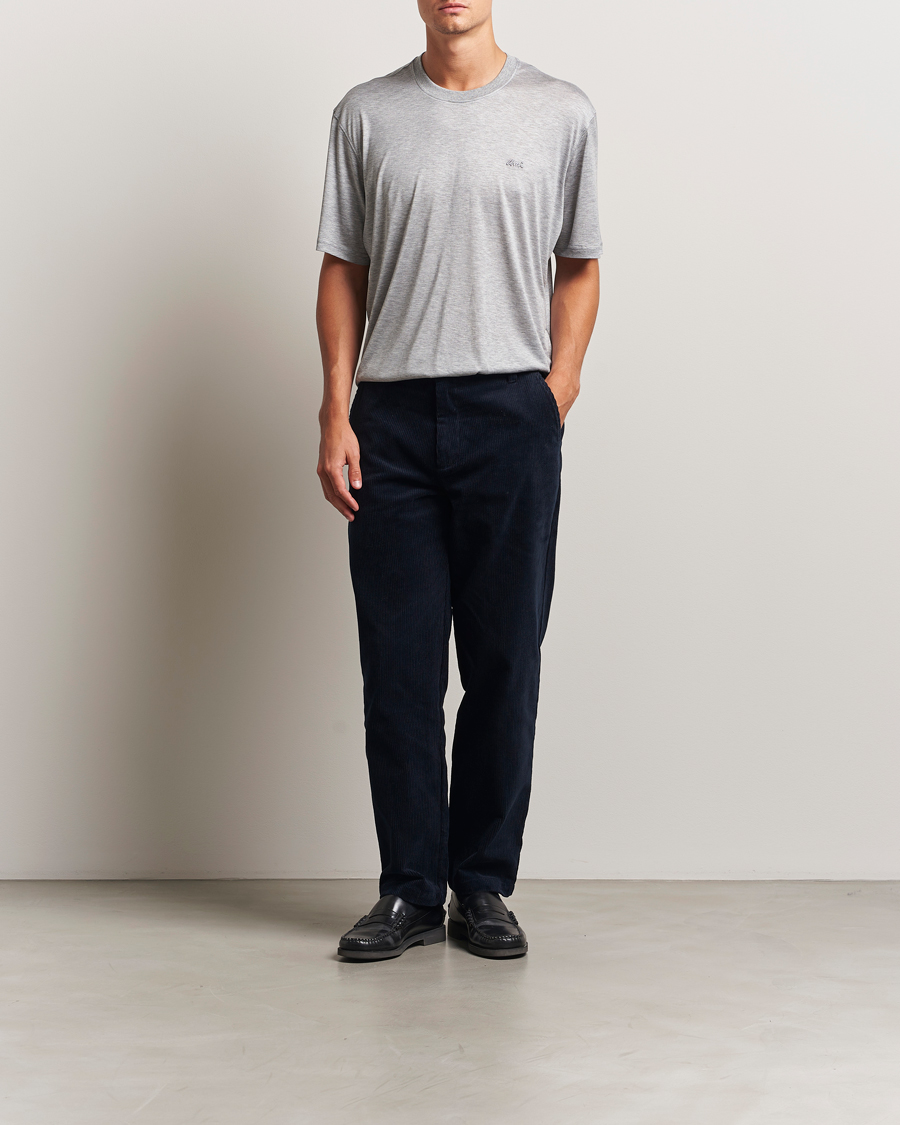 Mies | T-paidat | AMI | Signature Logo Mercerized T-Shirt Light Grey Melange