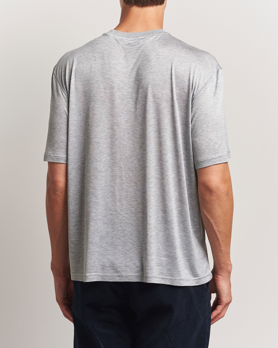 Mies | T-paidat | AMI | Signature Logo Mercerized T-Shirt Light Grey Melange