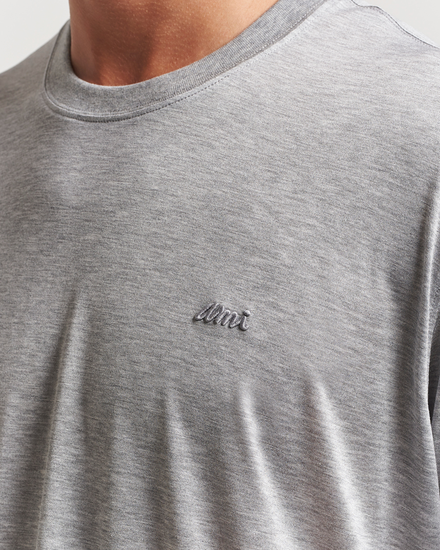 Mies | T-paidat | AMI | Signature Logo Mercerized T-Shirt Light Grey Melange
