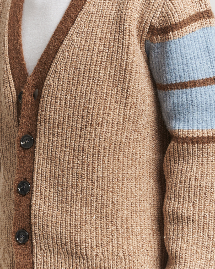 Mies | Puserot | AMI | Ribbed Wool Knitted Cardigan Camel