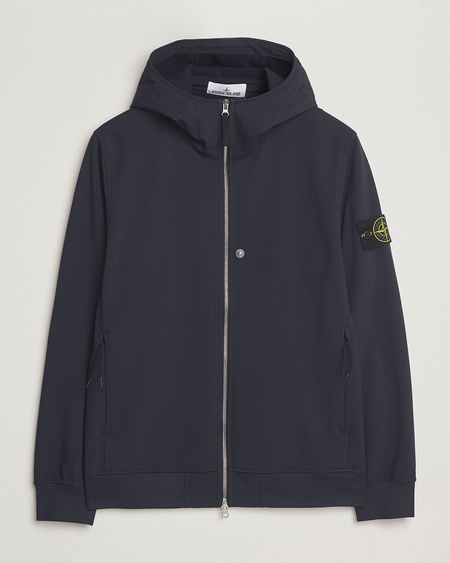 Mies | Takit | Stone Island | Soft Shell Re-Dyed Lined Hood Jacket Navy
