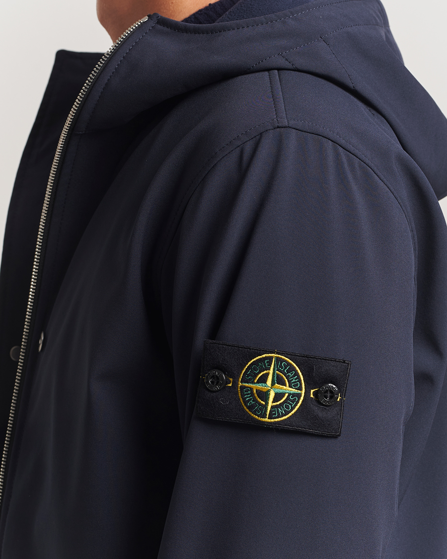 Mies | Takit | Stone Island | Soft Shell Re-Dyed Lined Hood Jacket Navy
