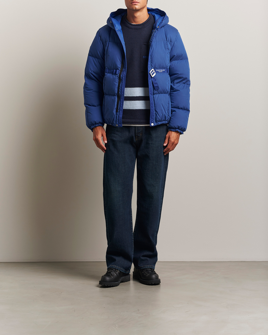 Mies | Takit | Stone Island | Marina Cotton/Nylon Tela Down Jacket Bright Blue