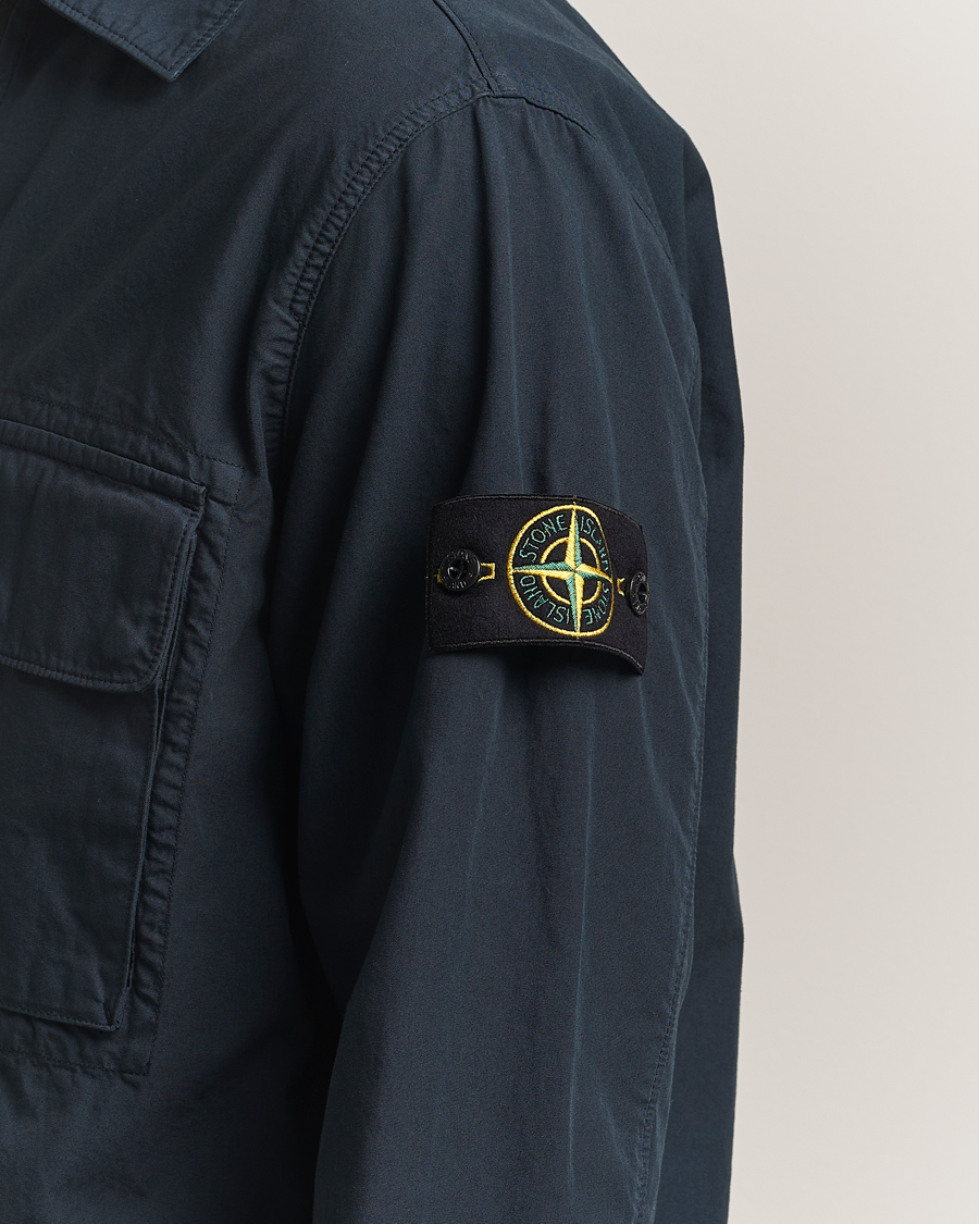Mies | Kauluspaidat | Stone Island | Garment Dyed Organic Cotton Zip Overshirt Navy