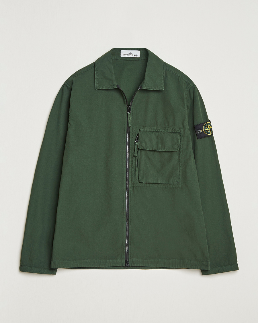 Mies | Kauluspaidat | Stone Island | Garment Dyed Organic Cotton Zip Overshirt Green