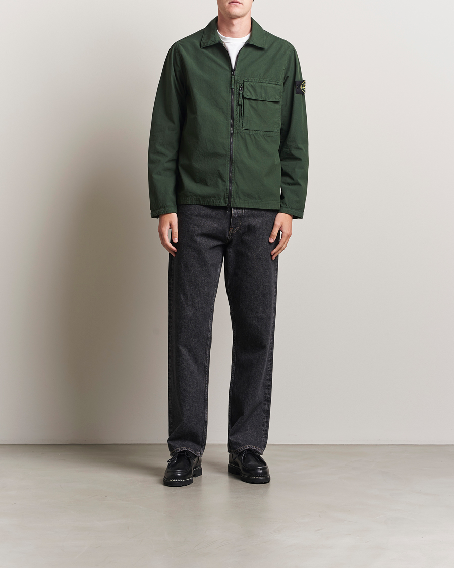 Mies | Kauluspaidat | Stone Island | Garment Dyed Organic Cotton Zip Overshirt Green