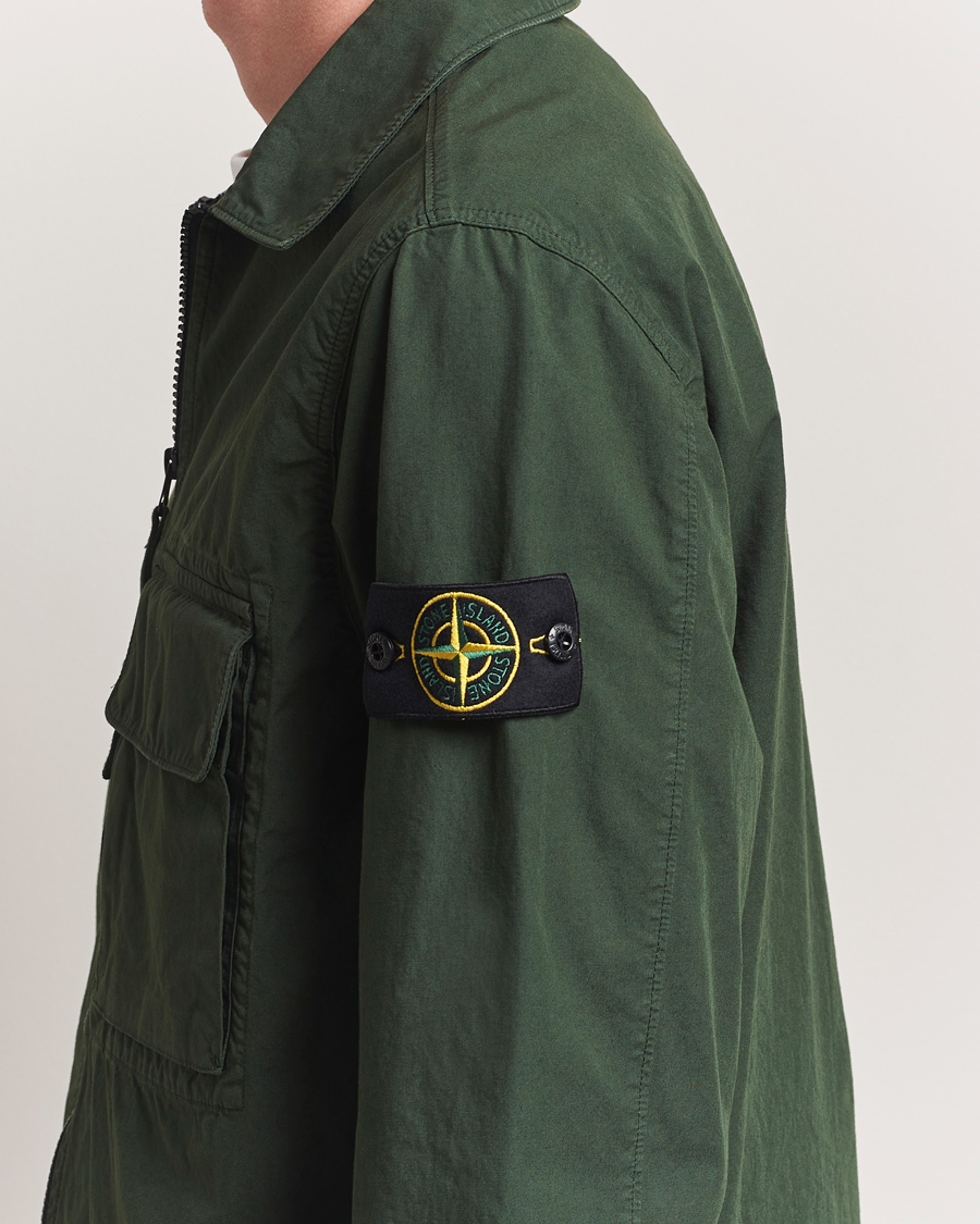 Mies | Kauluspaidat | Stone Island | Garment Dyed Organic Cotton Zip Overshirt Green