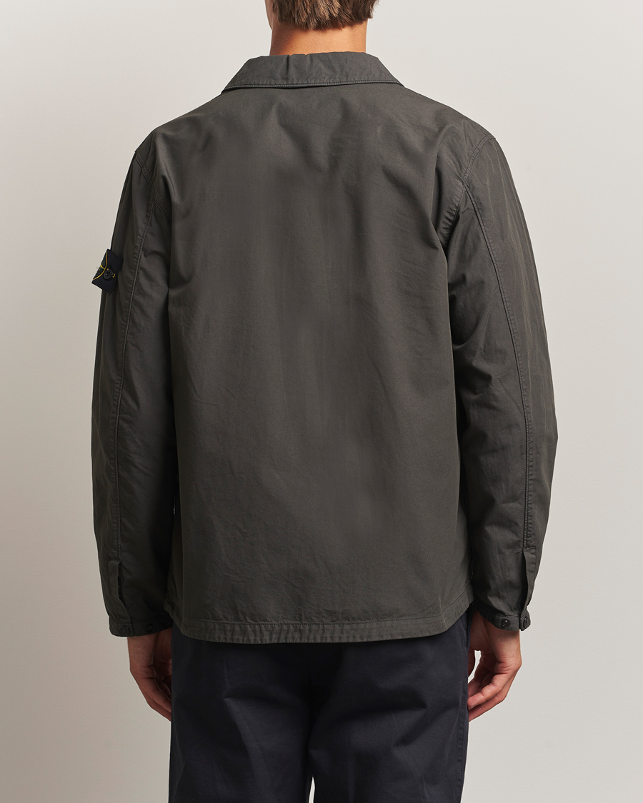 Mies | Kauluspaidat | Stone Island | Garment Dyed Organic Cotton Zip Overshirt Lead Grey
