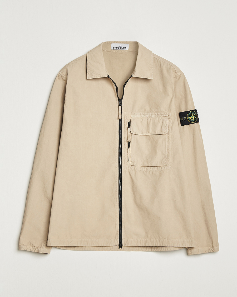 Mies | Kauluspaidat | Stone Island | Garment Dyed Organic Cotton Zip Overshirt Beige