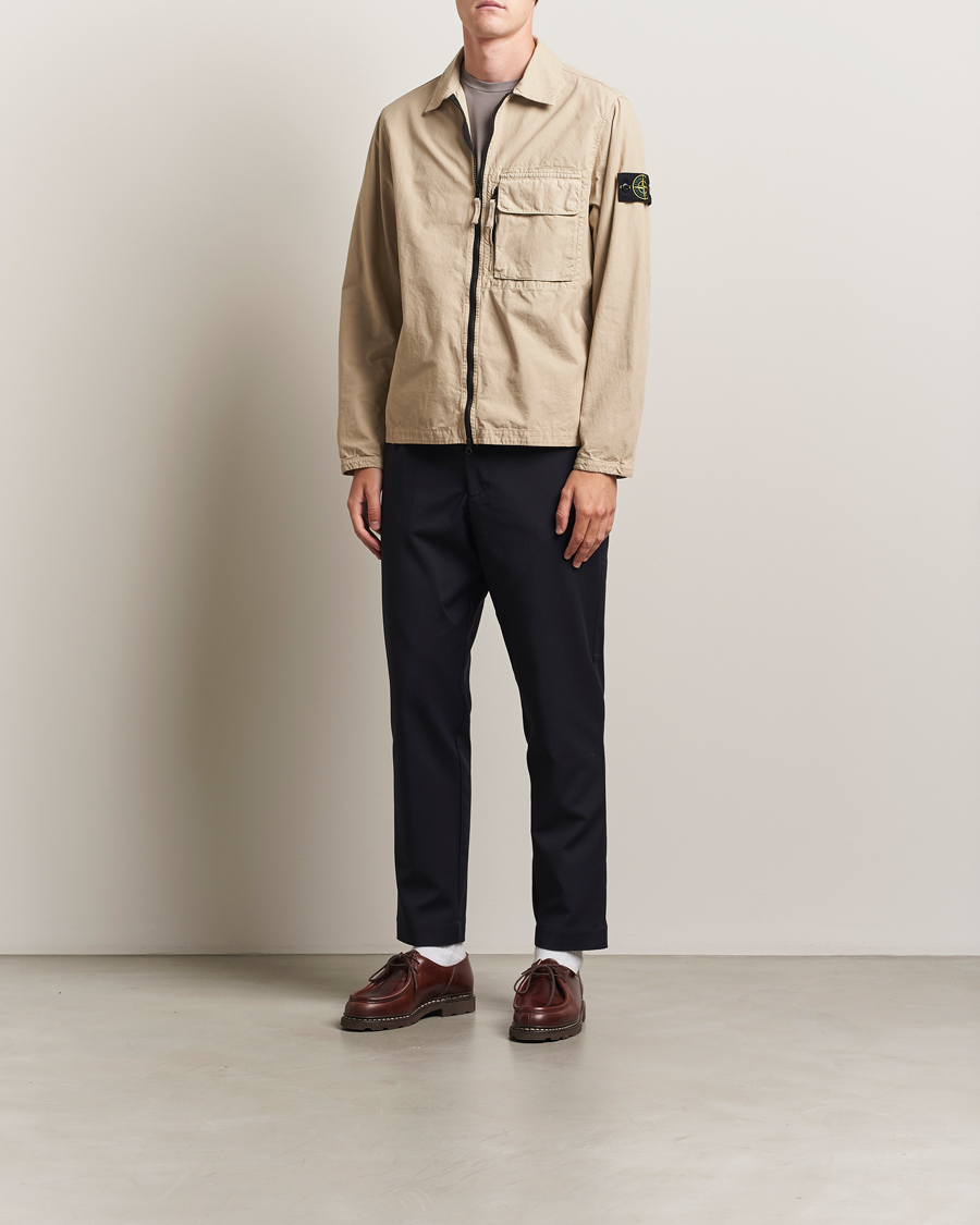 Mies | Kauluspaidat | Stone Island | Garment Dyed Organic Cotton Zip Overshirt Beige