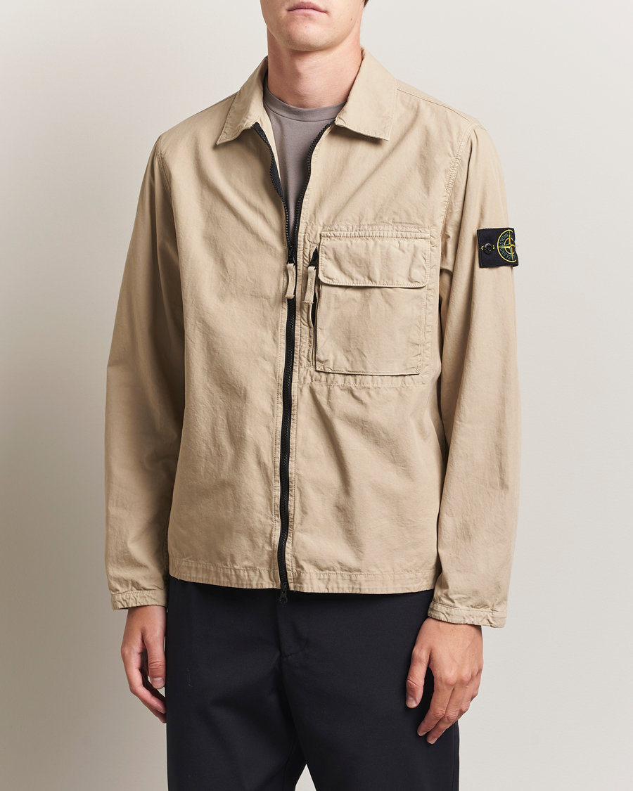 Mies | Kauluspaidat | Stone Island | Garment Dyed Organic Cotton Zip Overshirt Beige