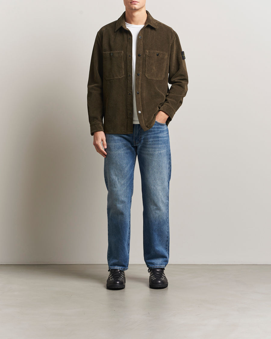 Mies | Kauluspaidat | Stone Island | Organic Cotton Cord Overshirt Military Green