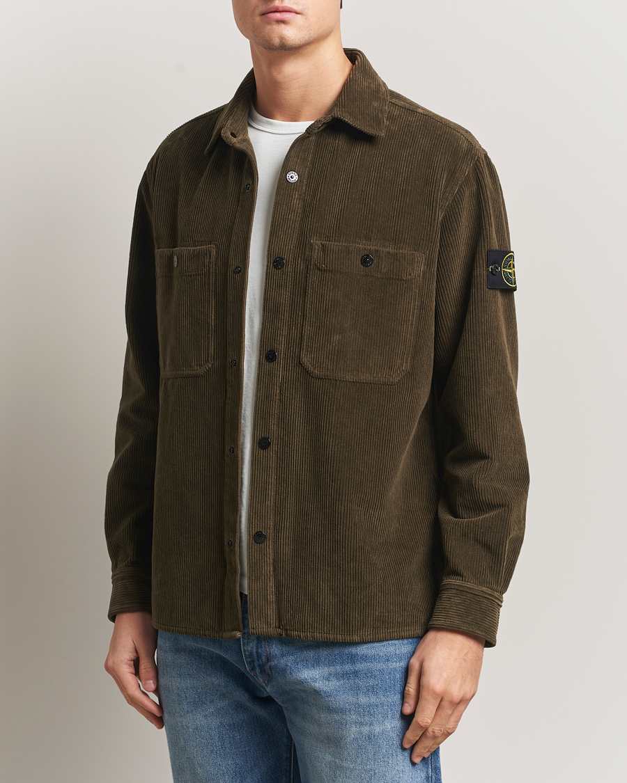 Mies | Kauluspaidat | Stone Island | Organic Cotton Cord Overshirt Military Green