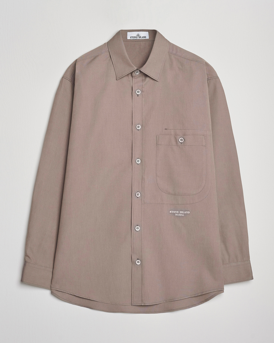 Mies | Kauluspaidat | Stone Island | Marina Organic Oxford Cotton Shirt Tobacco