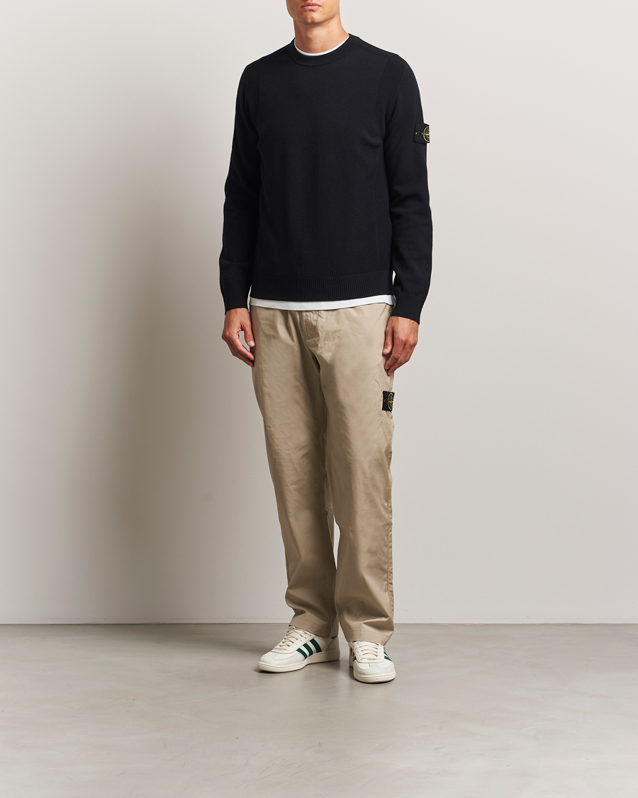 Mies | Puserot | Stone Island | Stretch Wool Knitted Jumper Black