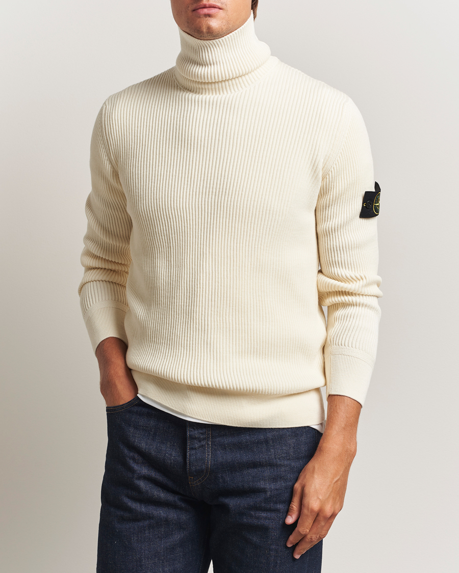 Mies | Puserot | Stone Island | Full Rib Wool Turtleneck Ivory