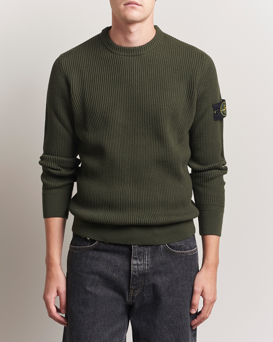 Mies | Puserot | Stone Island | Full Rib Crewneck Military Green