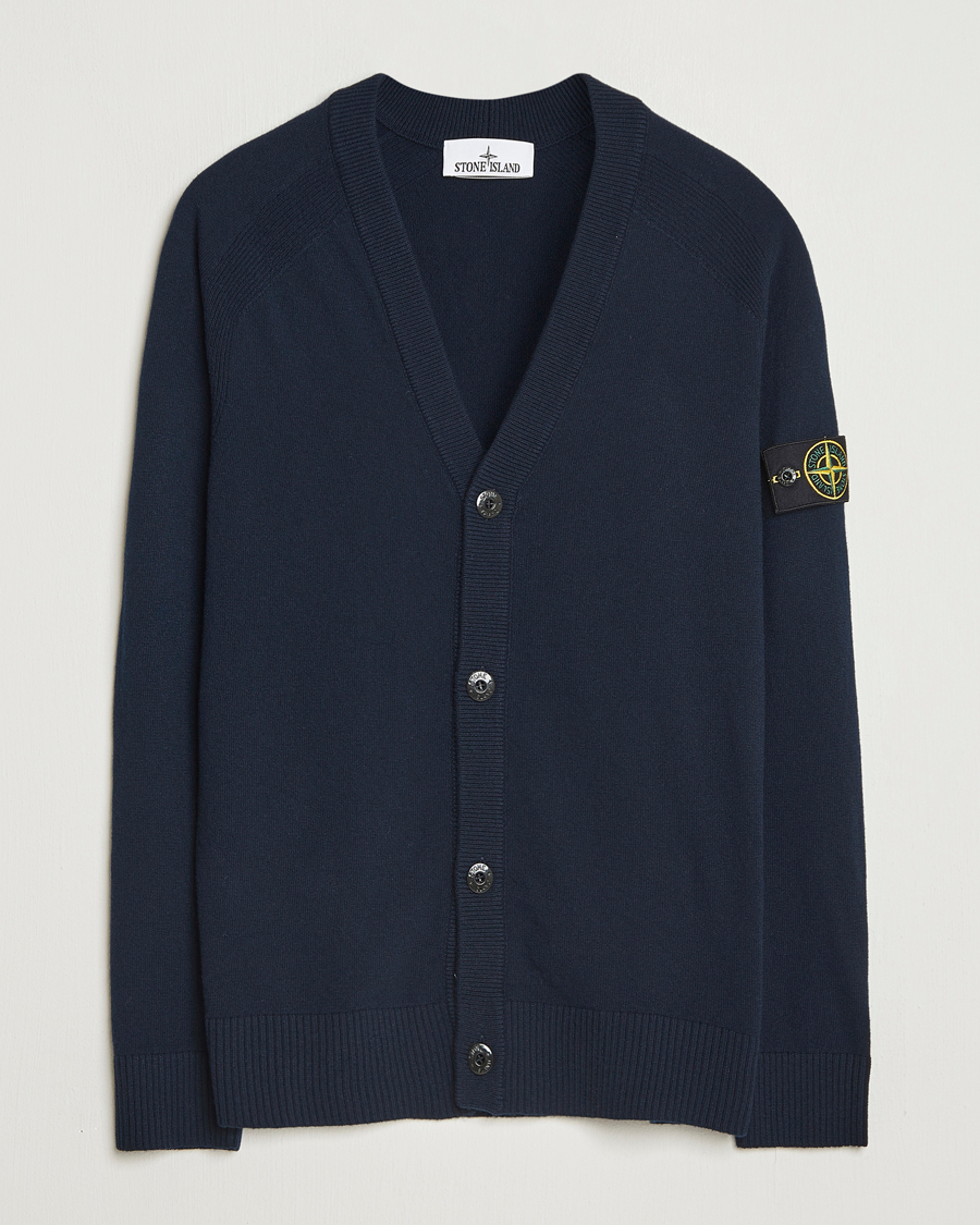Mies | Puserot | Stone Island | Knitted Geelong Wool Cardigan Navy