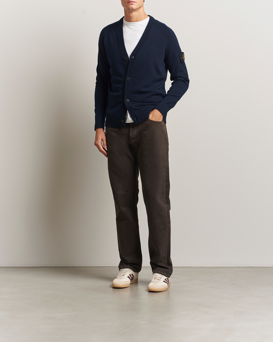 Mies | Puserot | Stone Island | Knitted Geelong Wool Cardigan Navy