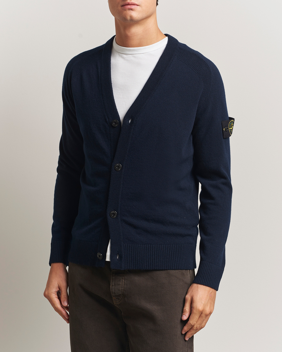 Mies | Puserot | Stone Island | Knitted Geelong Wool Cardigan Navy