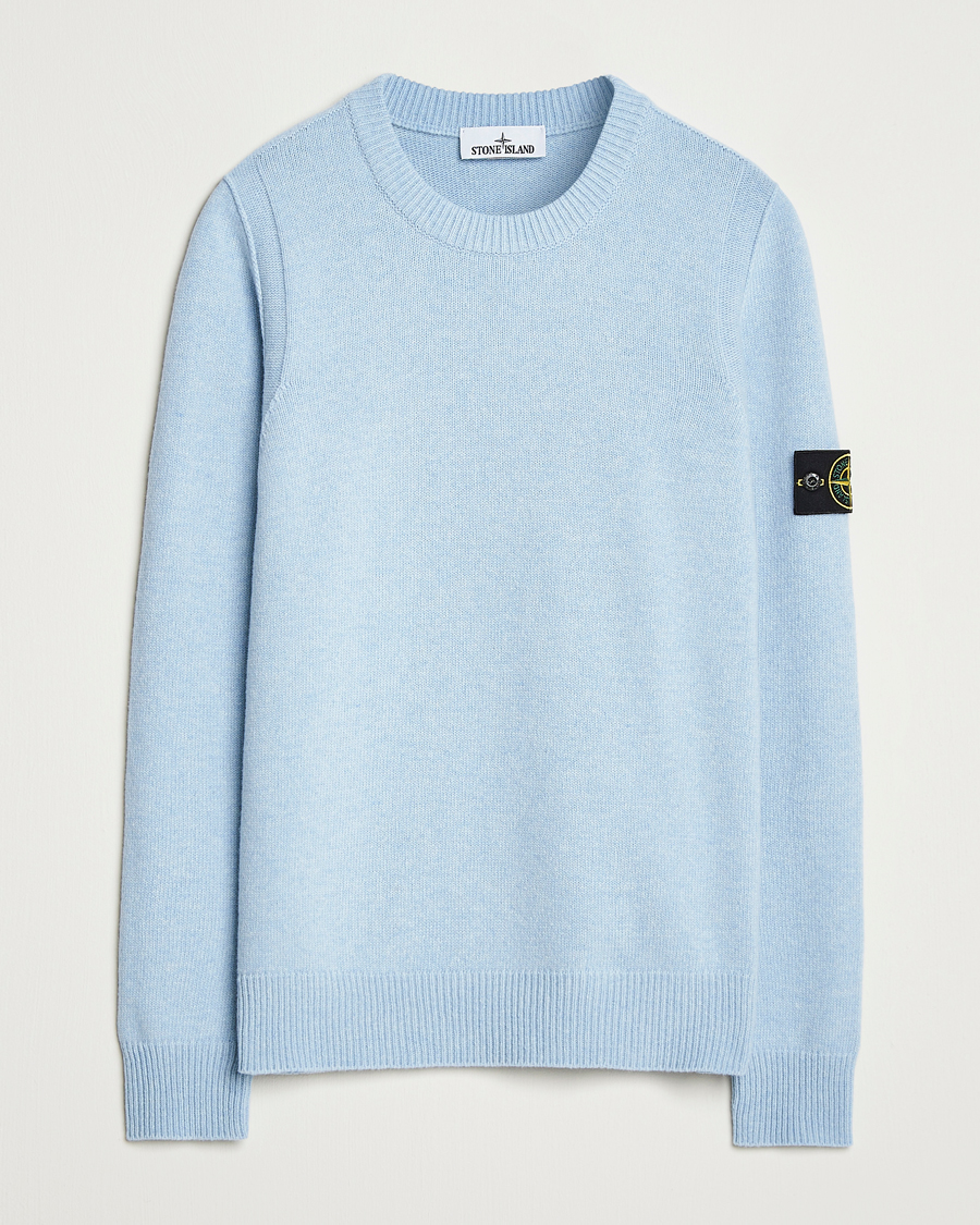 Mies | Puserot | Stone Island | Knitted Lambswool Crew Neck Sky Blue