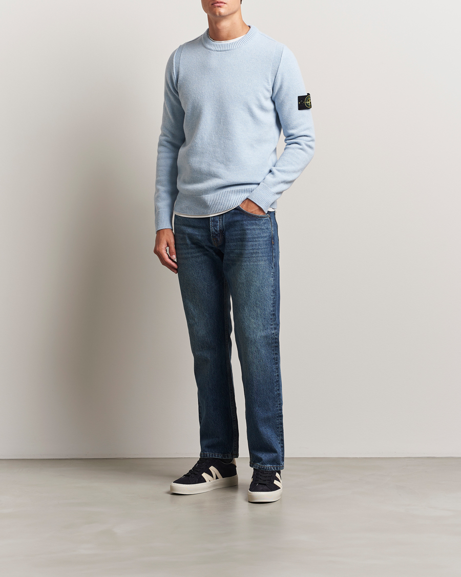 Mies | Puserot | Stone Island | Knitted Lambswool Crew Neck Sky Blue