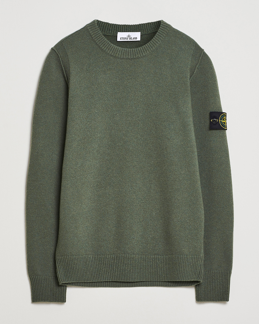 Mies | Puserot | Stone Island | Knitted Lambswool Crew Neck Military Green