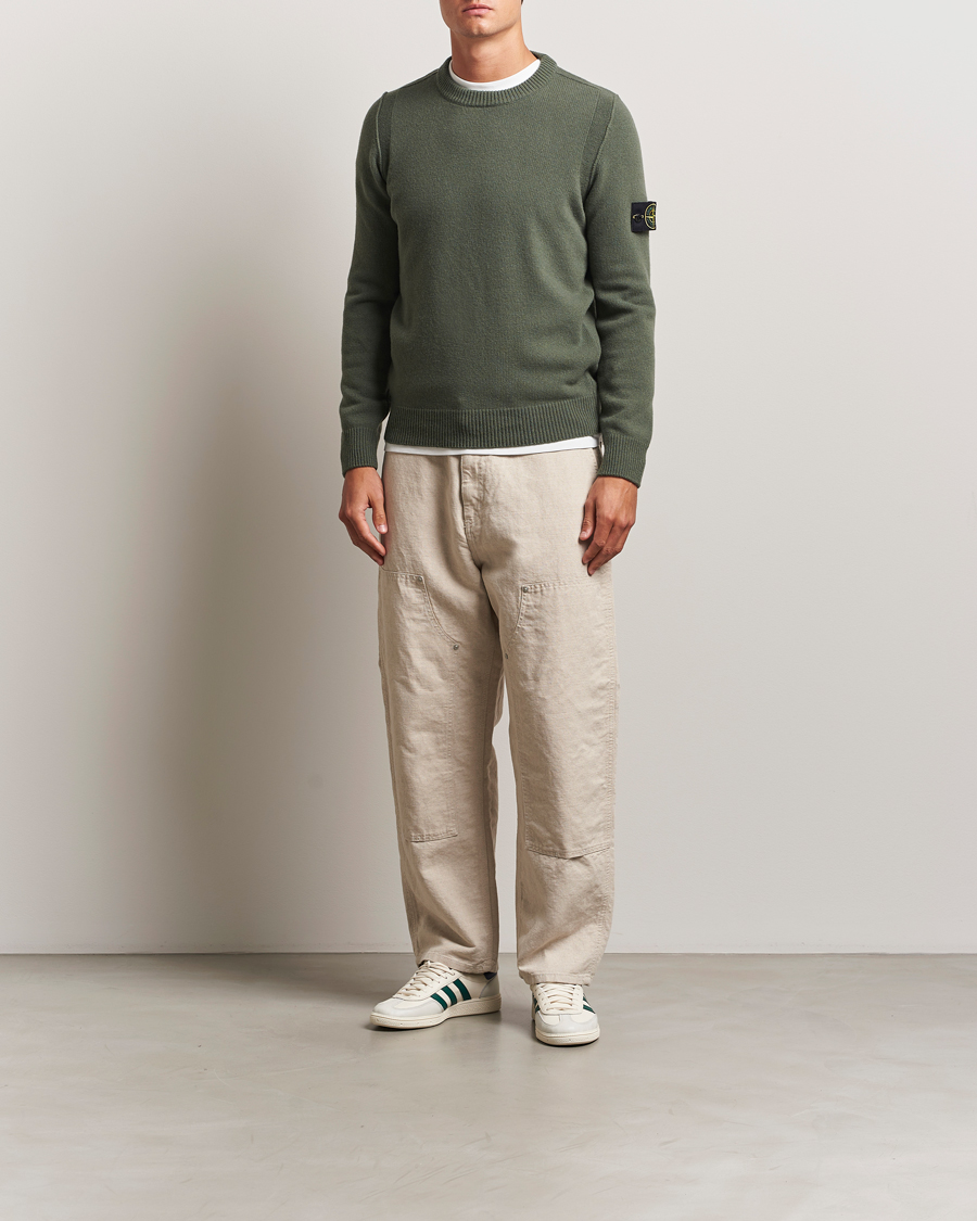 Mies | Puserot | Stone Island | Knitted Lambswool Crew Neck Military Green
