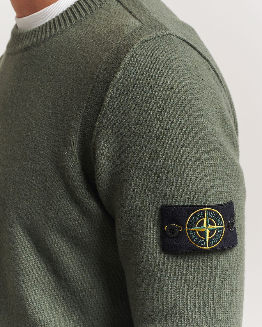 Mies | Puserot | Stone Island | Knitted Lambswool Crew Neck Military Green