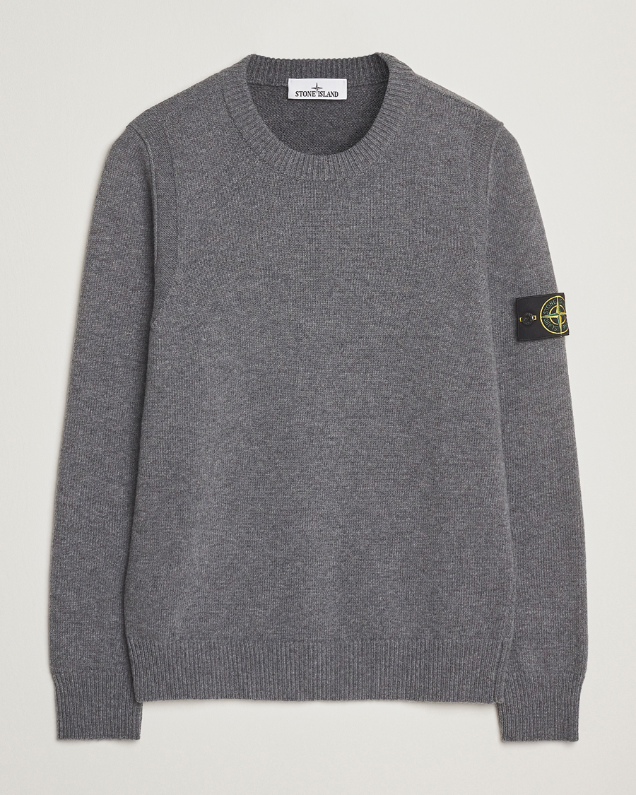 Mies | Puserot | Stone Island | Knitted Lambswool Crew Neck Cement Melange