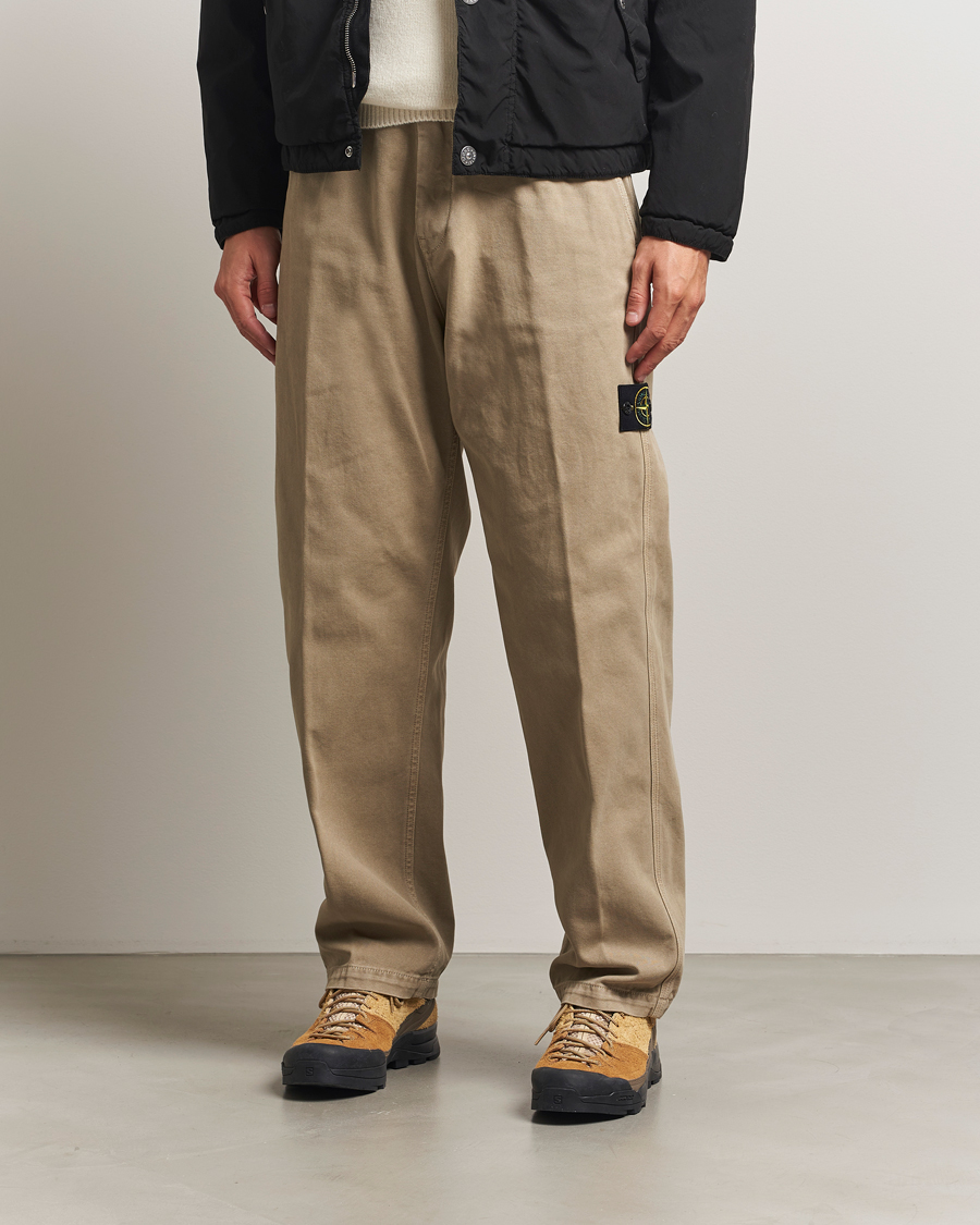 Mies | Housut | Stone Island | Panama Cotton Old Effect Trousers Desert