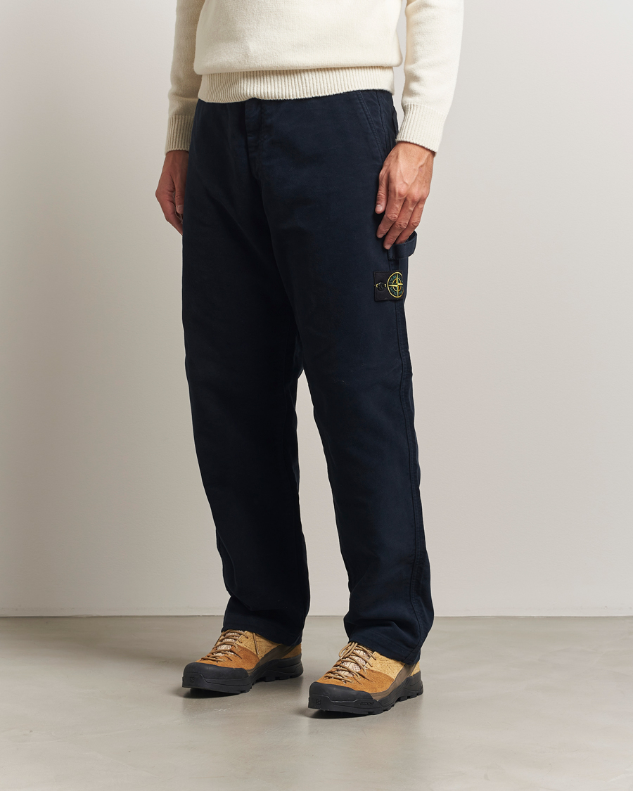 Mies | Housut | Stone Island | Cotton Moleskin Trousers Navy