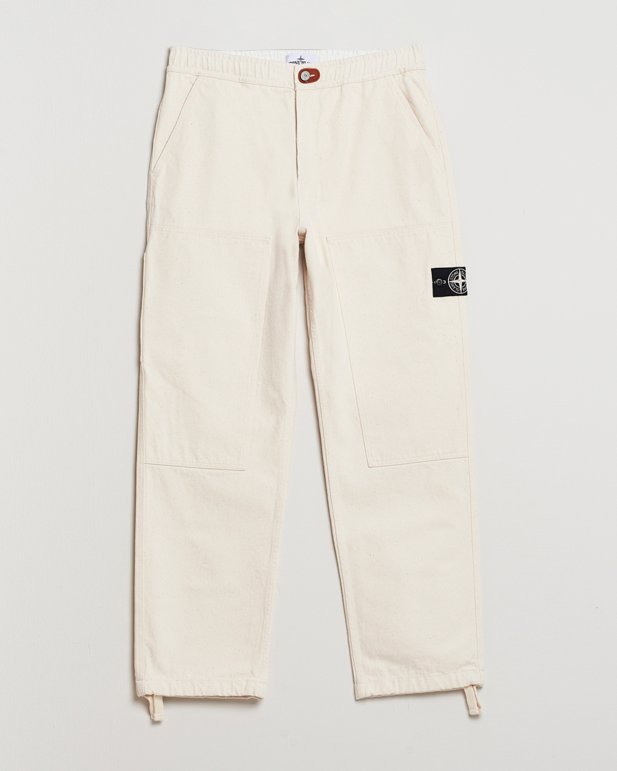 Mies | Housut | Stone Island | RAW Washed Cotton Gabardine Trousers Ivory