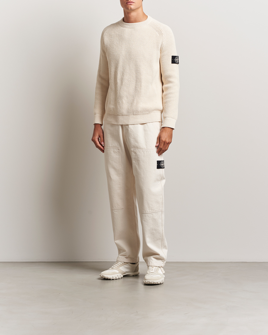 Mies | Housut | Stone Island | RAW Washed Cotton Gabardine Trousers Ivory
