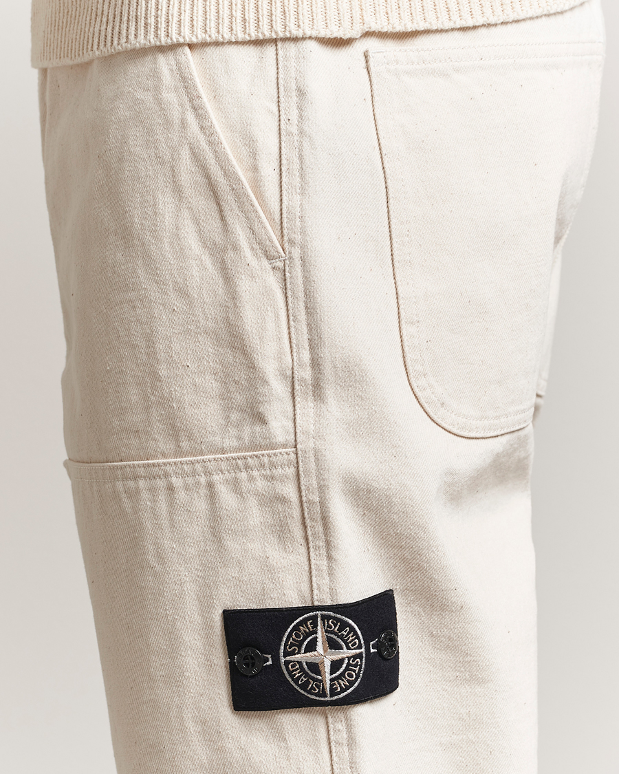 Mies | Housut | Stone Island | RAW Washed Cotton Gabardine Trousers Ivory