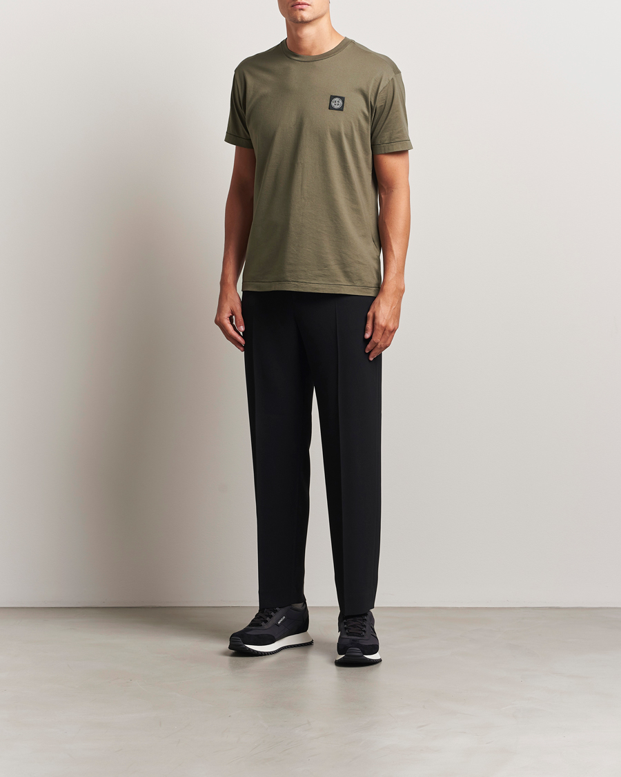 Mies | T-paidat | Stone Island | Garment Dyed Cotton Jersey T-Shirt Military Green