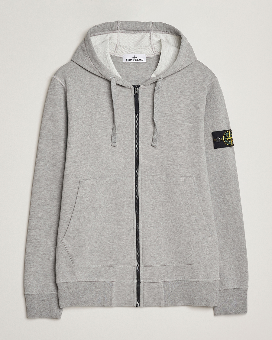 Mies | Puserot | Stone Island | Garment Dyed Fleece Full-Zip Hood Grey Melange
